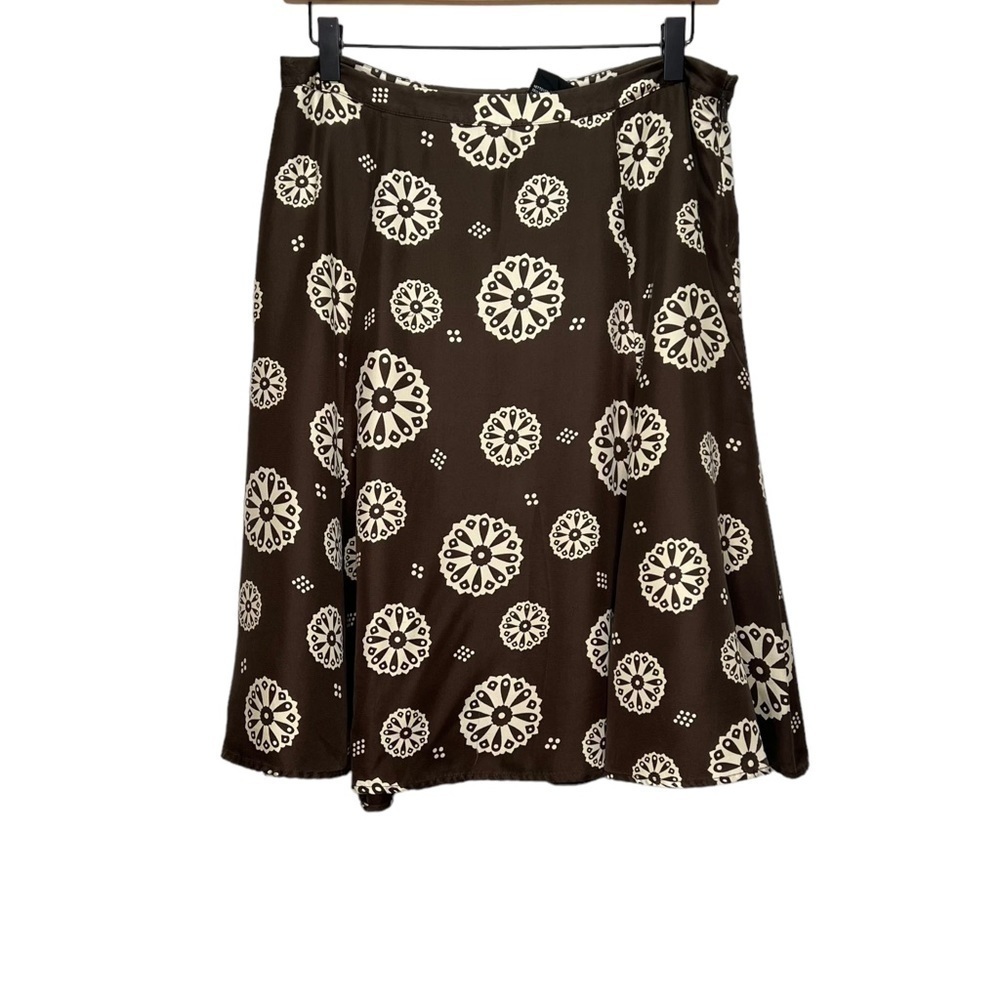 Jacob Brown Silk Skirt Geometric Print Lightweight Size 9/10
